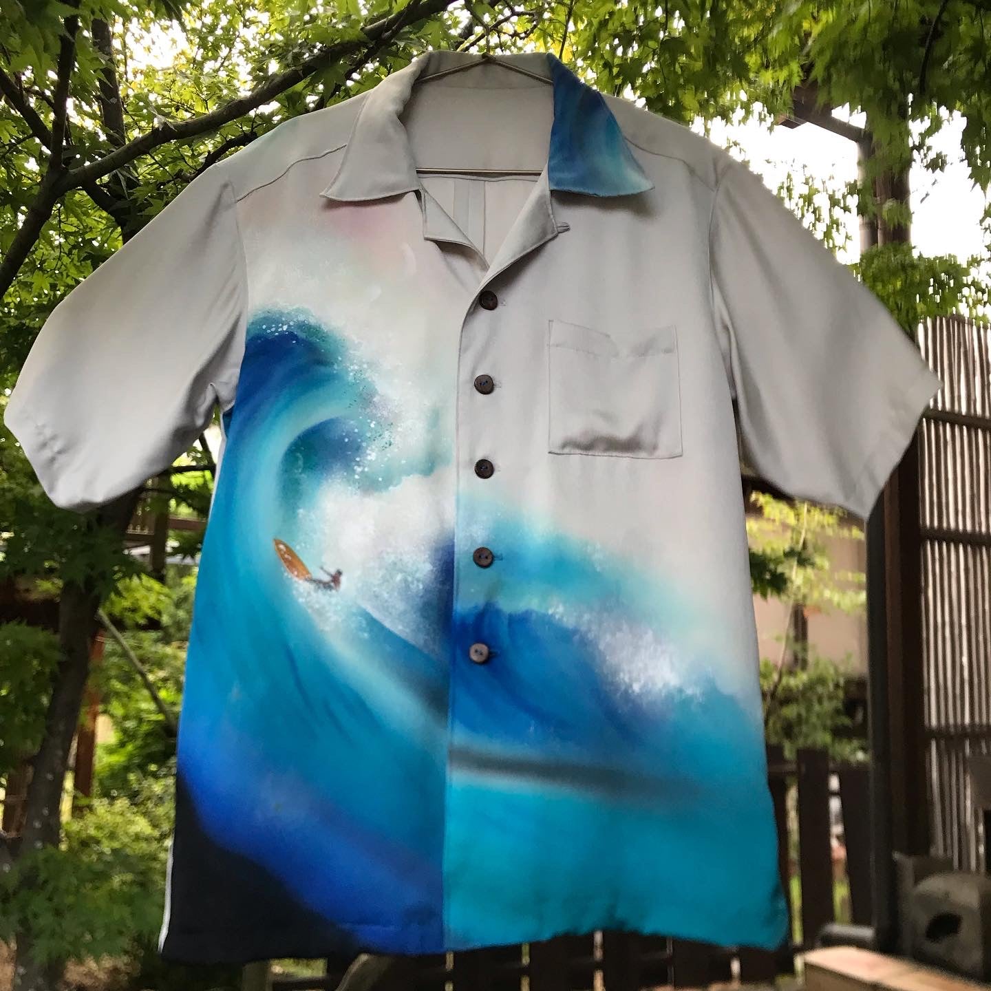 着物リメイクアロハシャツ 「波乗り」 難アリ!6