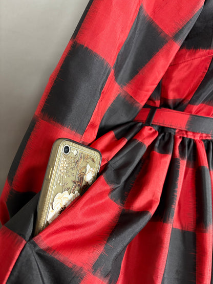 【アンティーク着物】銘仙市松ドレス