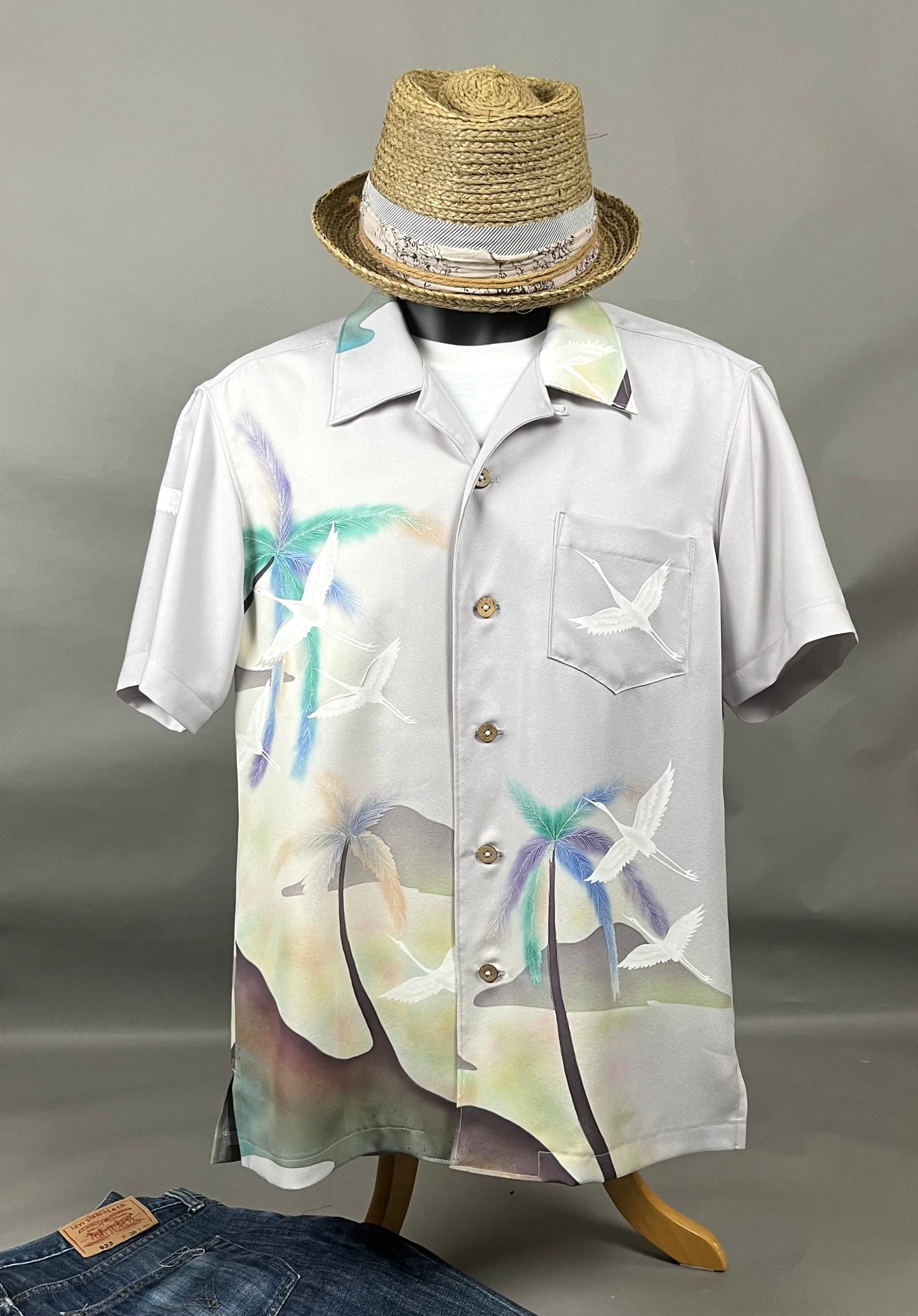 "Shiroai no cho" Remade Aloha Shirt