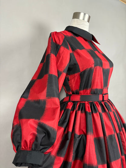 【アンティーク着物】銘仙市松ドレス