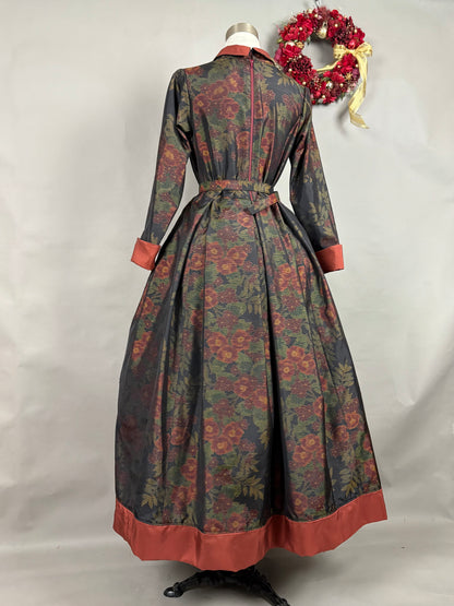 【大島紬】シャツカラー風ロングドレス