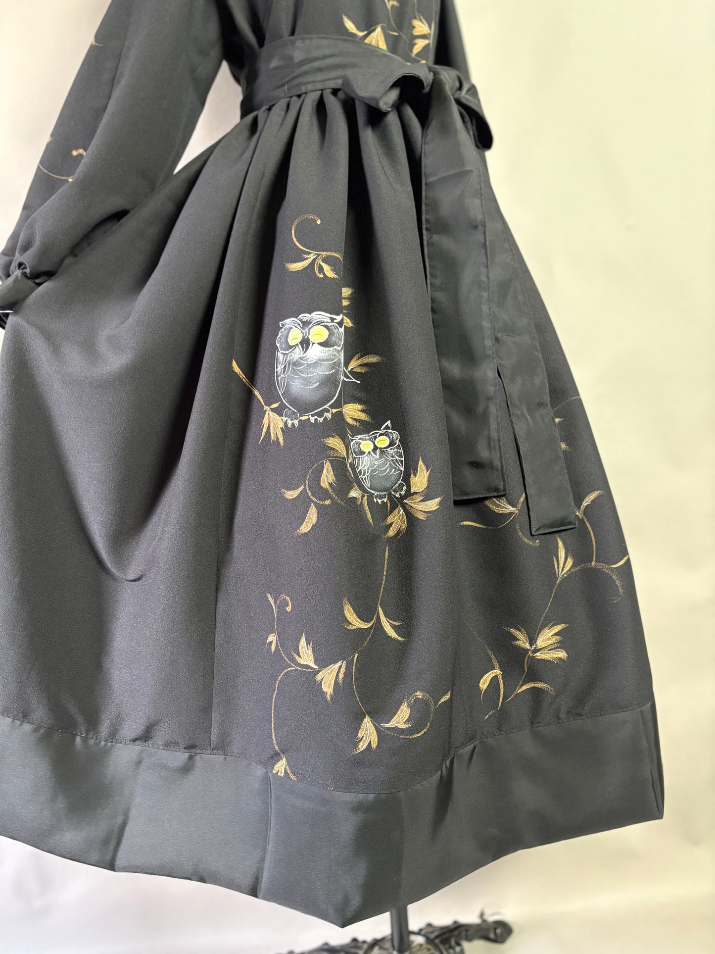 【おしゃれ着物】梟ブラックドレス