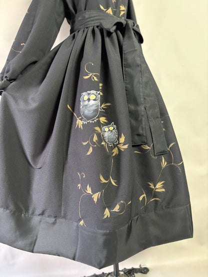 【おしゃれ着物】梟ブラックドレス