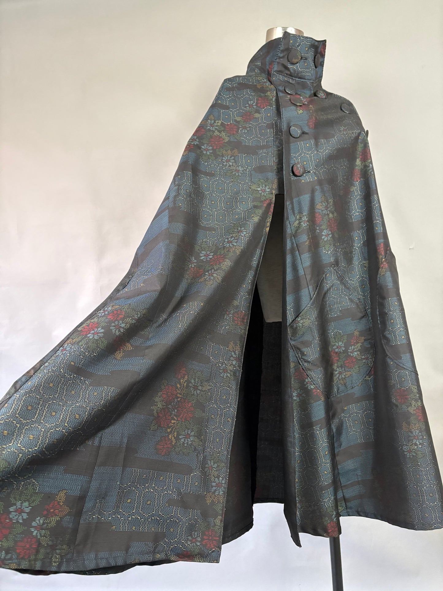 【大島紬】インバネスコート（証紙付きアンサンブル）