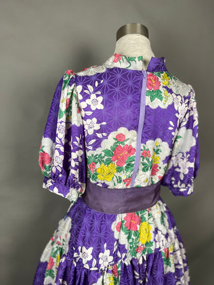 [Antique Kimono] Green One-Piece Dress