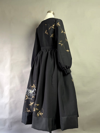 【おしゃれ着物】梟ブラックドレス