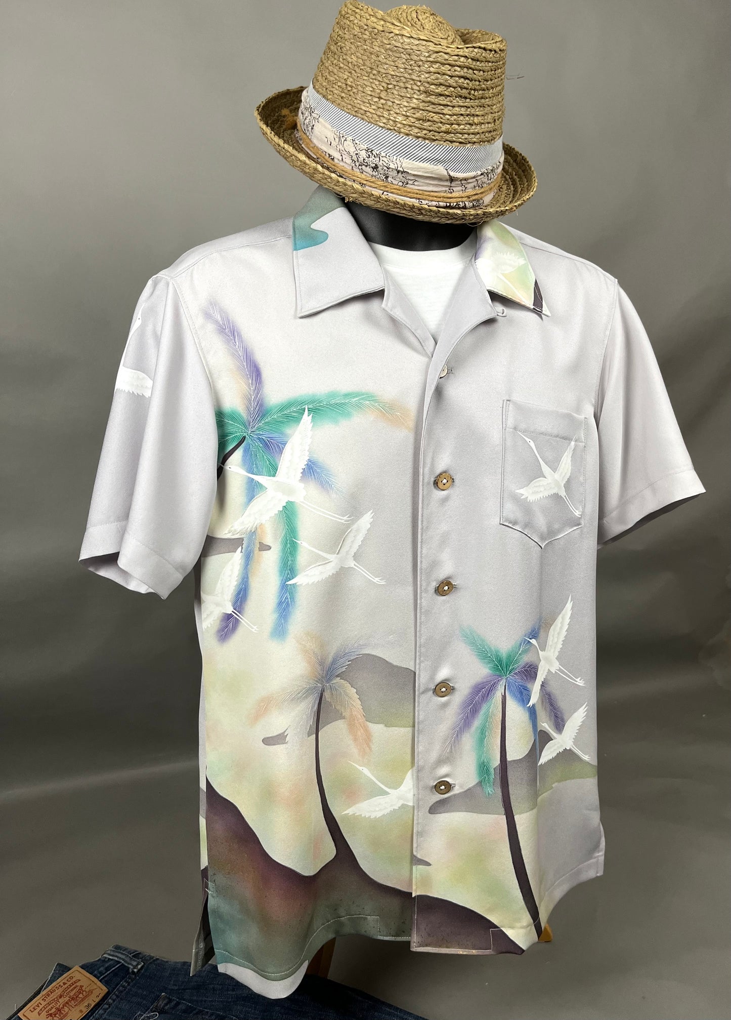 "Shiroai no cho" Remade Aloha Shirt