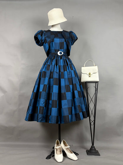 【アンティーク着物】市松銘仙ドレス&ボレロセットアップ