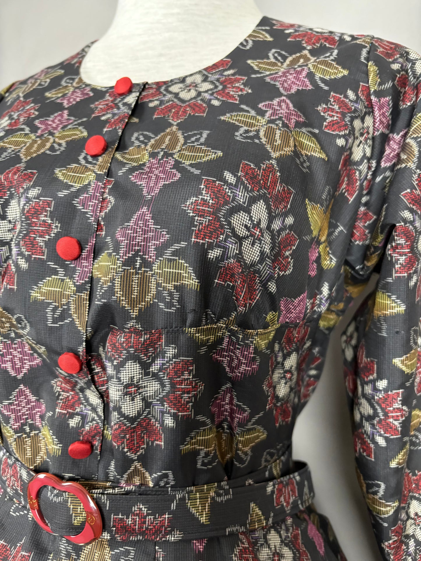 【大島紬】ヴィンテージ風ティアードサーキュラードレス　