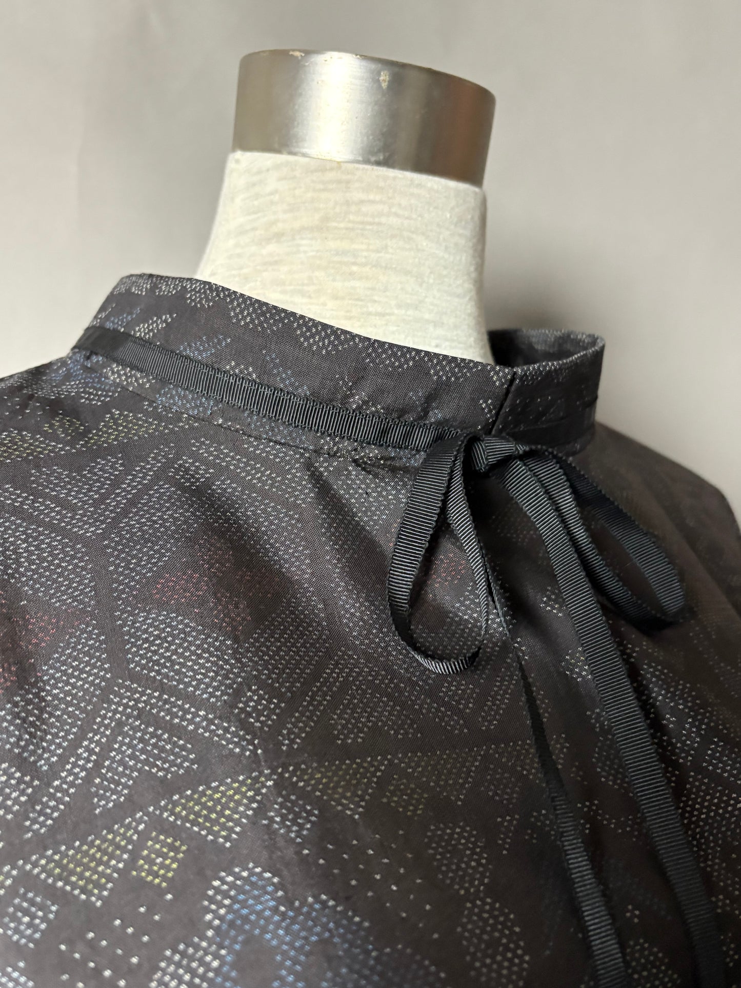 【大島紬】ドロップショルダーギャザースカートドレス