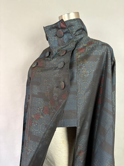 【大島紬】インバネスコート（証紙付きアンサンブル）