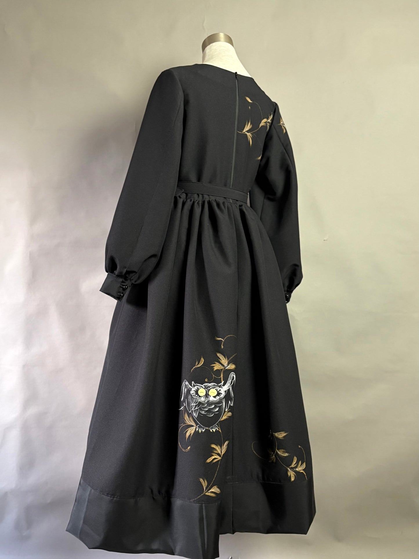 【おしゃれ着物】梟ブラックドレス