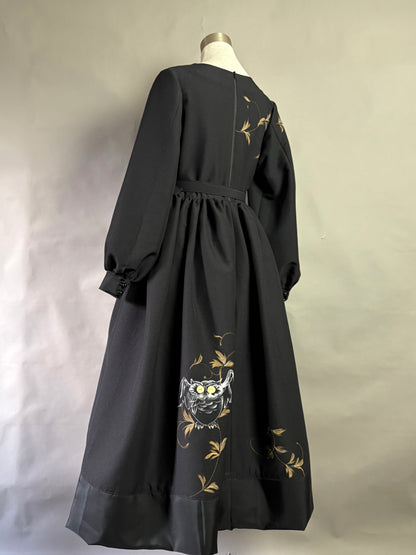 【おしゃれ着物】梟ブラックドレス