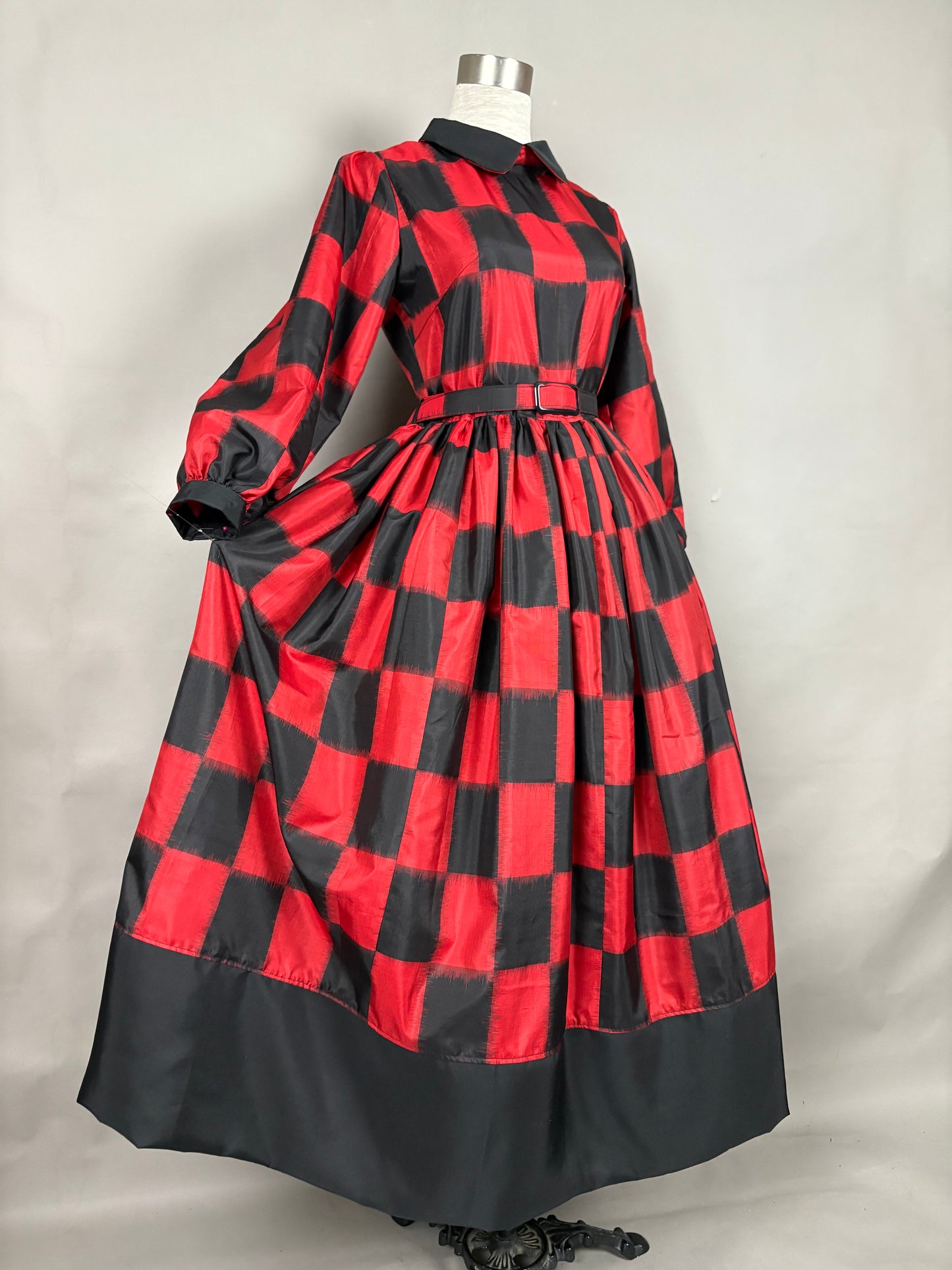 【アンティーク着物】銘仙市松ドレス