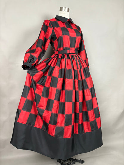 【アンティーク着物】銘仙市松ドレス