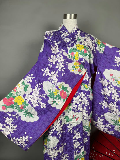 [Antique Kimono] Green One-Piece Dress