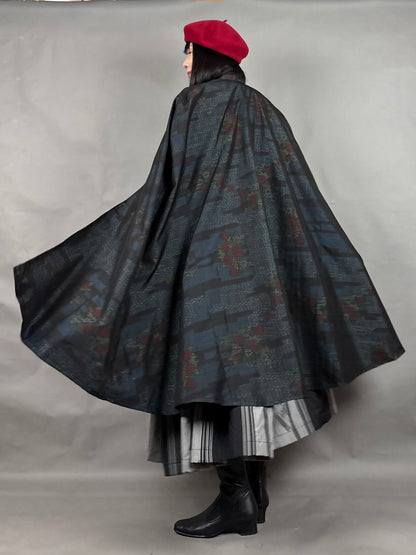 【大島紬】インバネスコート（証紙付きアンサンブル）