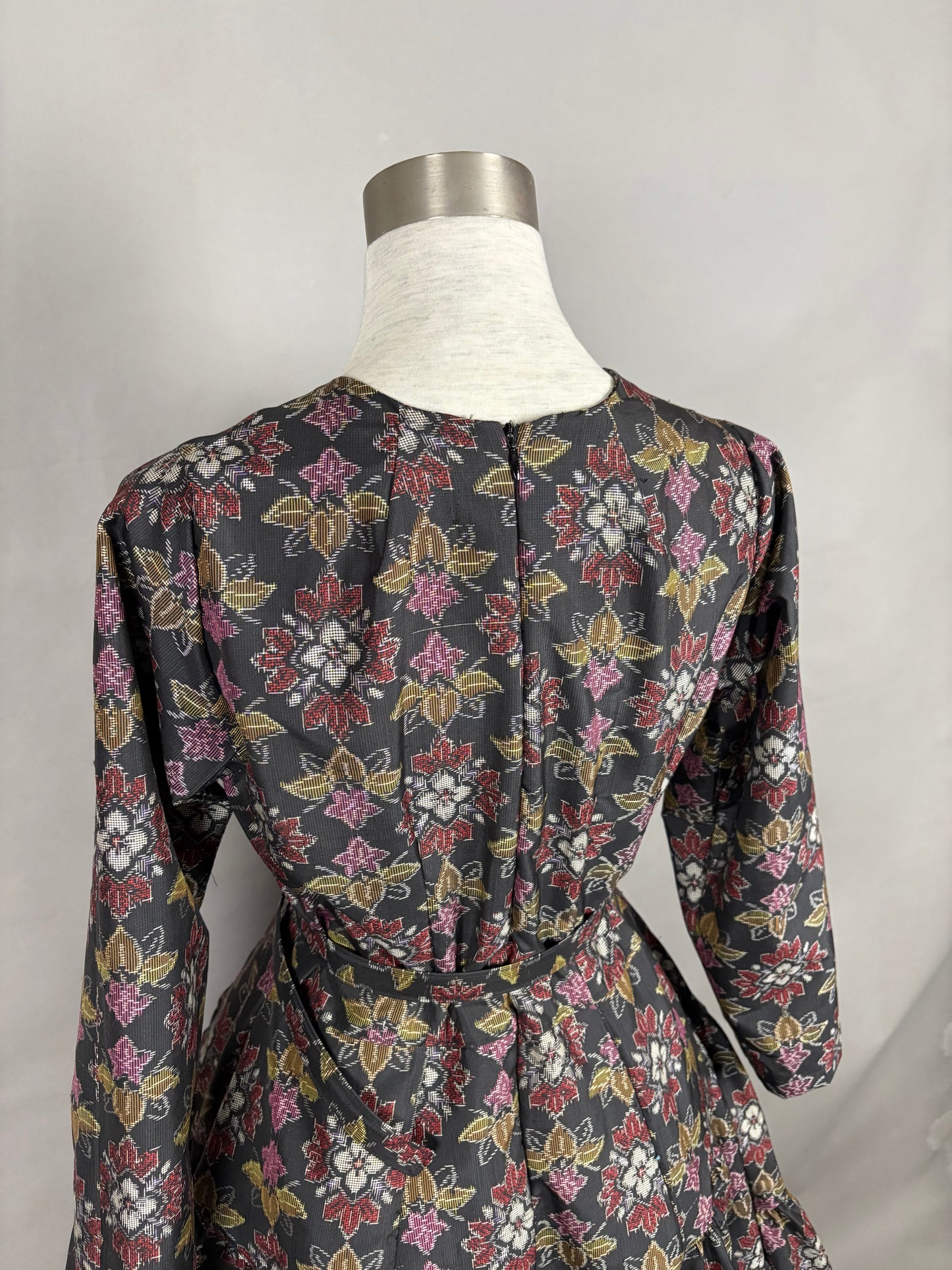 【大島紬】ヴィンテージ風ティアードサーキュラードレス　