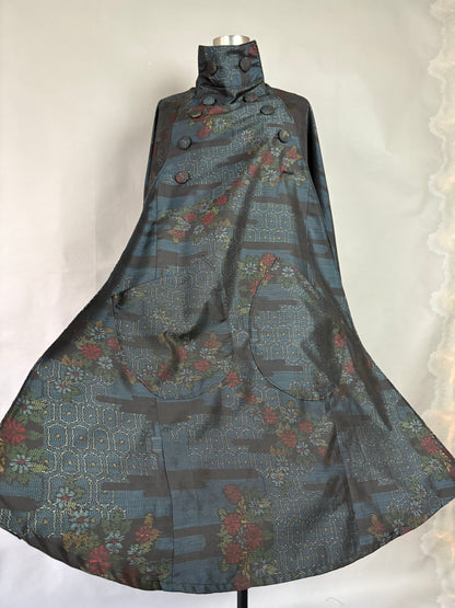 【大島紬】インバネスコート（証紙付きアンサンブル）