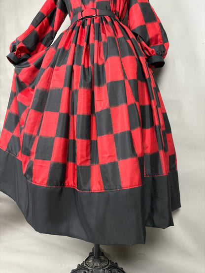 【アンティーク着物】銘仙市松ドレス