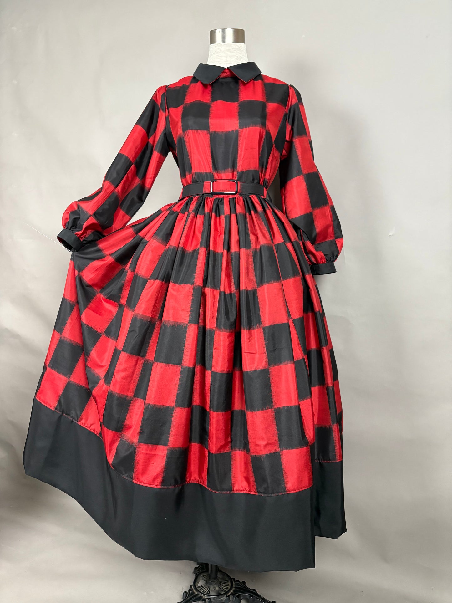 【アンティーク着物】銘仙市松ドレス