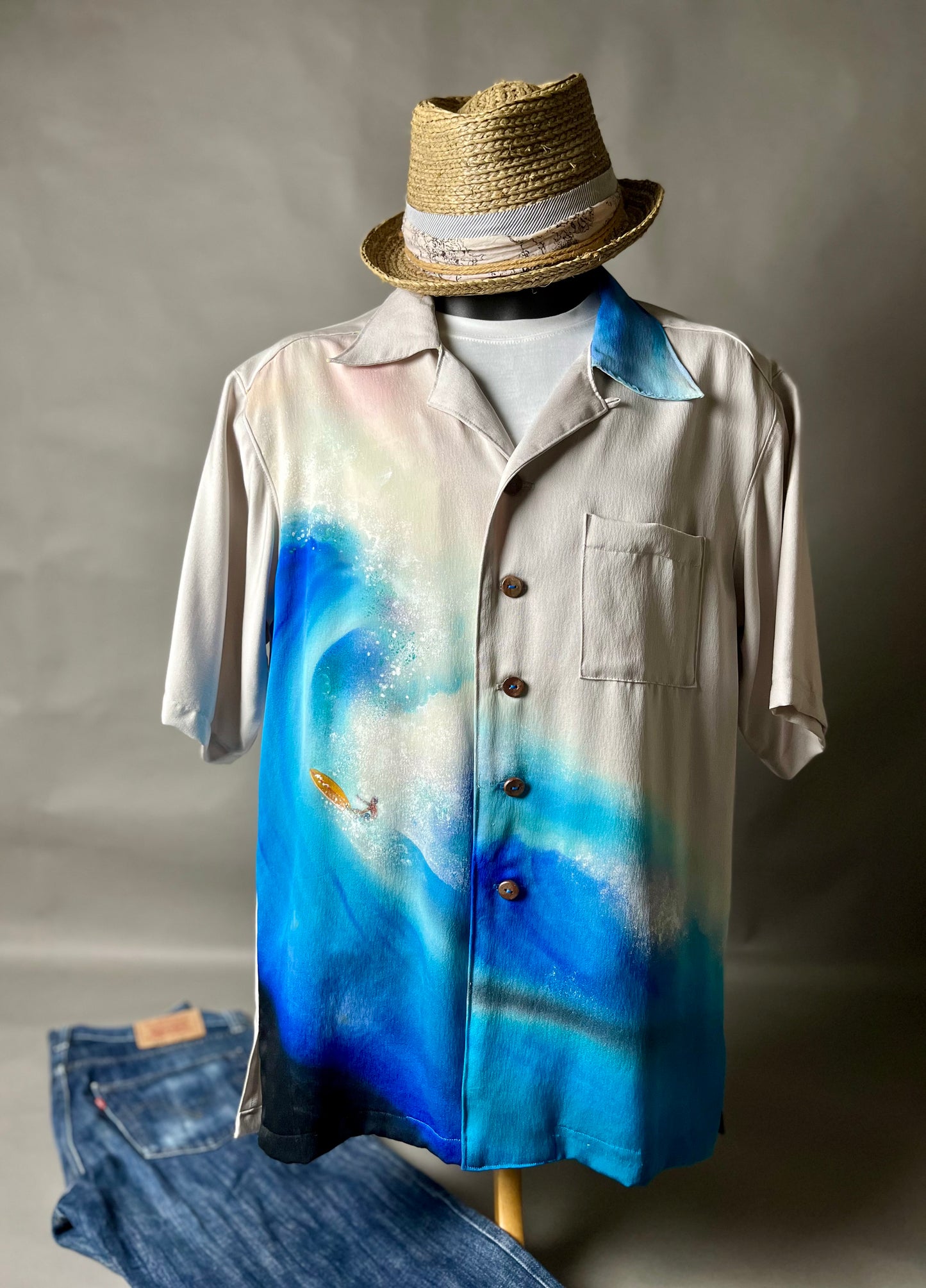 "Shiroai no cho" Remade Aloha Shirt