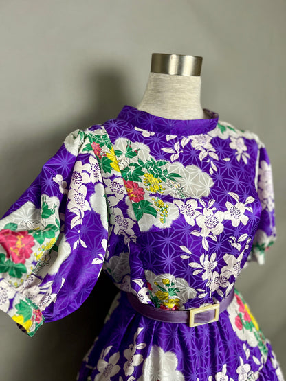 [Antique Kimono] Green One-Piece Dress