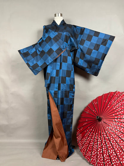 【アンティーク着物】市松銘仙ドレス&ボレロセットアップ