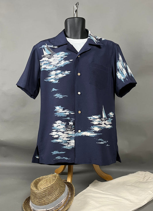 "Shiroai no cho" Remade Aloha Shirt