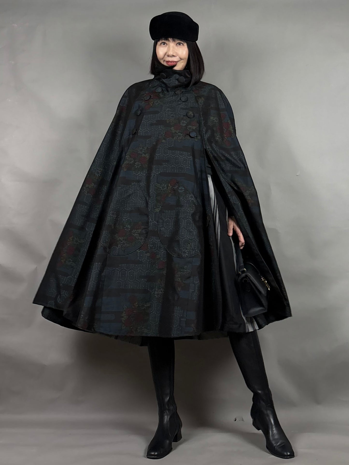 【大島紬】インバネスコート（証紙付きアンサンブル）