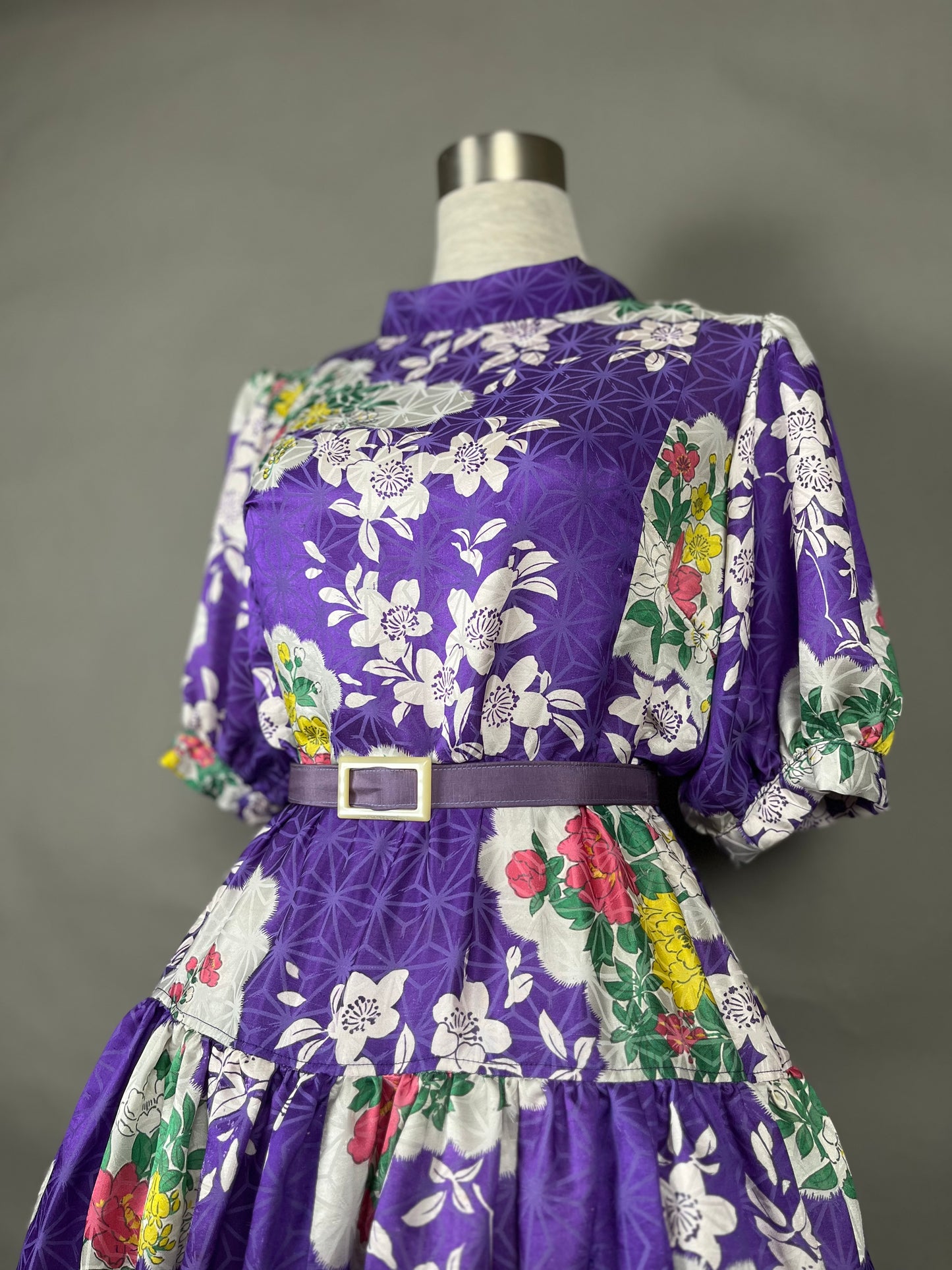 [Antique Kimono] Green One-Piece Dress