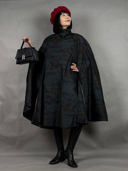 【大島紬】インバネスコート（証紙付きアンサンブル）