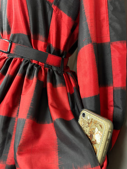 【アンティーク着物】銘仙市松ドレス