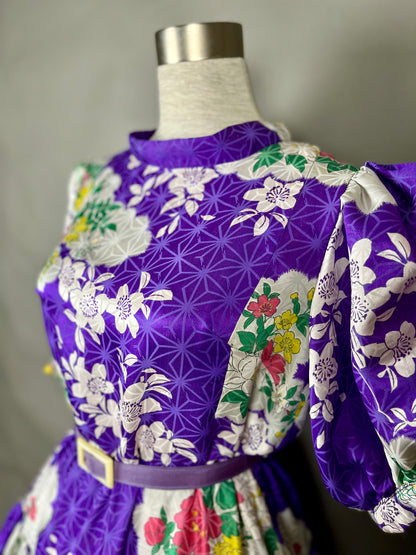 [Antique Kimono] Green One-Piece Dress