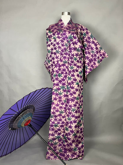 【アンティーク着物】紅葉柄銘仙ドレス