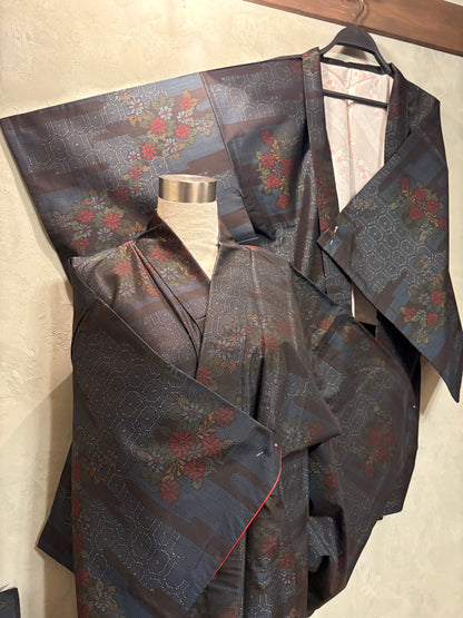 【大島紬】インバネスコート（証紙付きアンサンブル）