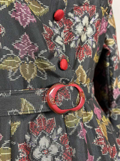 【大島紬】ヴィンテージ風ティアードサーキュラードレス　