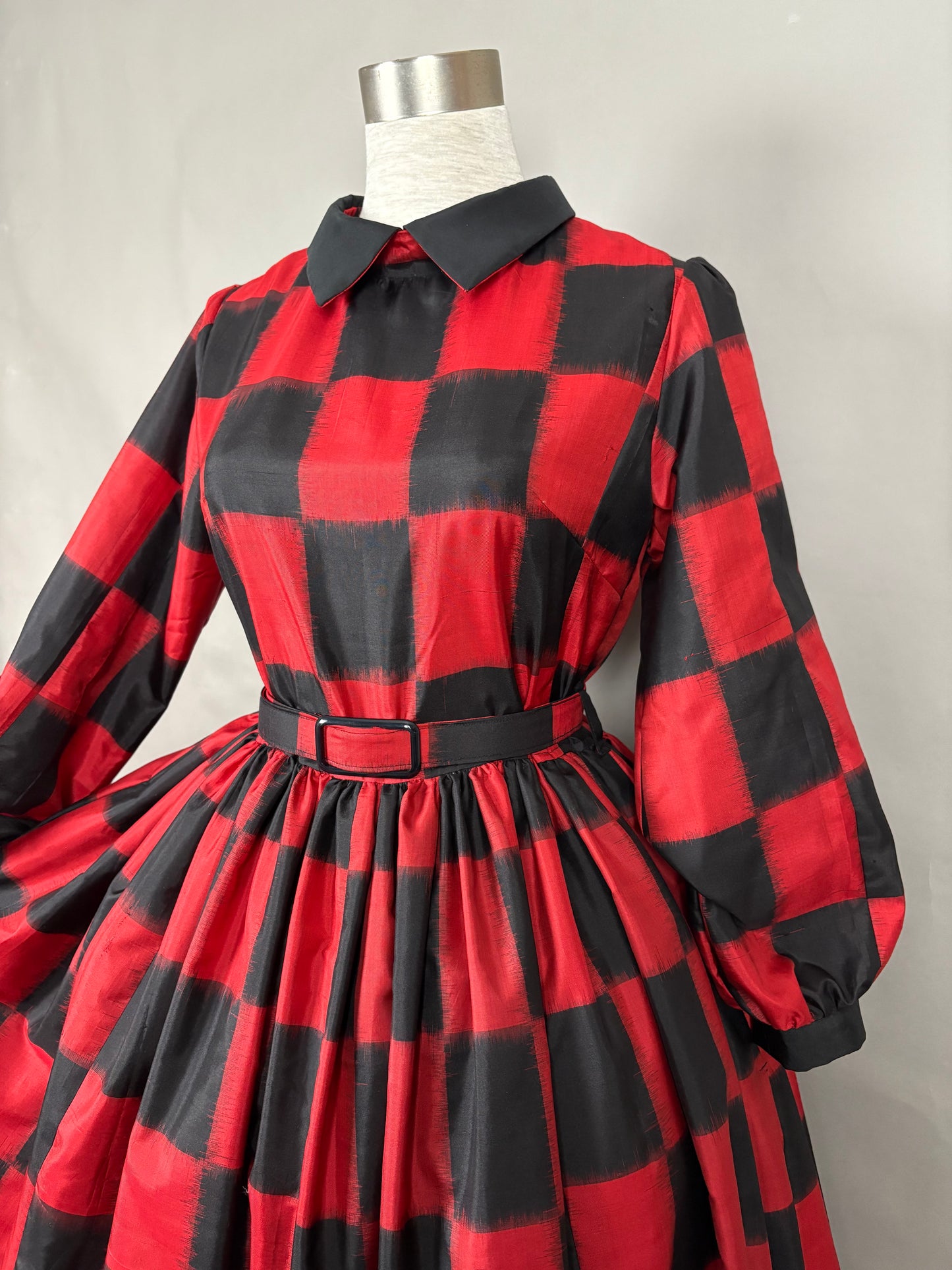 【アンティーク着物】銘仙市松ドレス