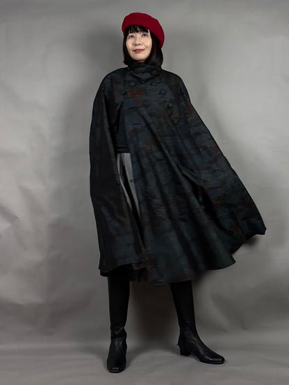 【大島紬】インバネスコート（証紙付きアンサンブル）