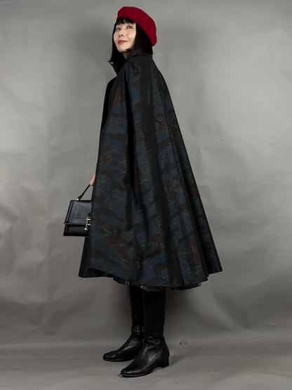 【大島紬】インバネスコート（証紙付きアンサンブル）