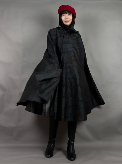 【大島紬】インバネスコート（証紙付きアンサンブル）