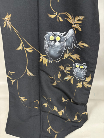 【おしゃれ着物】梟ブラックドレス