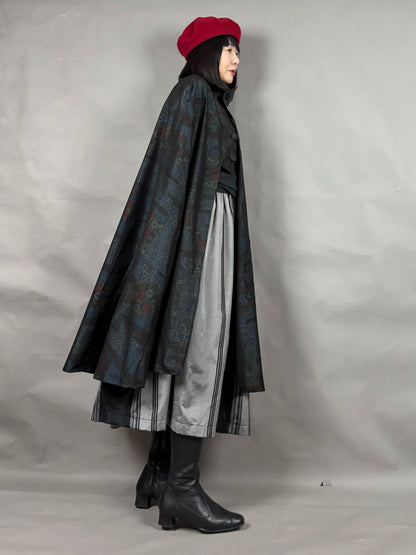 【大島紬】インバネスコート（証紙付きアンサンブル）