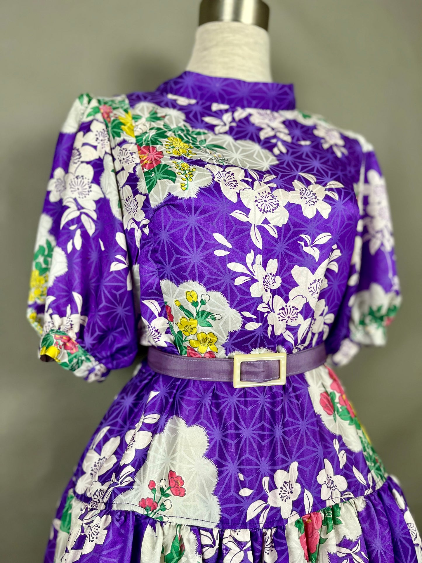 [Antique Kimono] Green One-Piece Dress