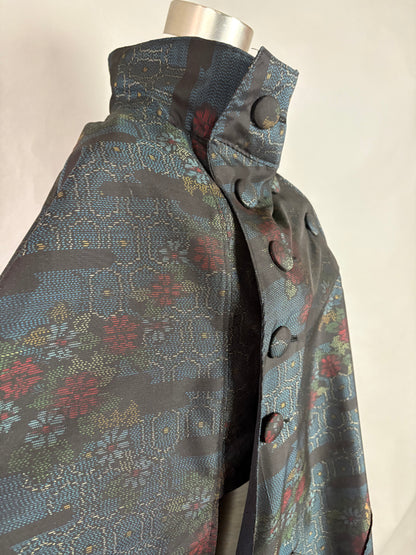 【大島紬】インバネスコート（証紙付きアンサンブル）