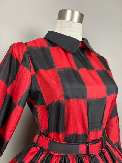 【アンティーク着物】銘仙市松ドレス