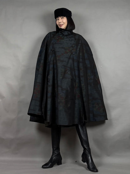 【大島紬】インバネスコート（証紙付きアンサンブル）