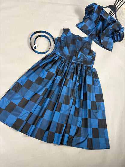 【アンティーク着物】市松銘仙ドレス&ボレロセットアップ