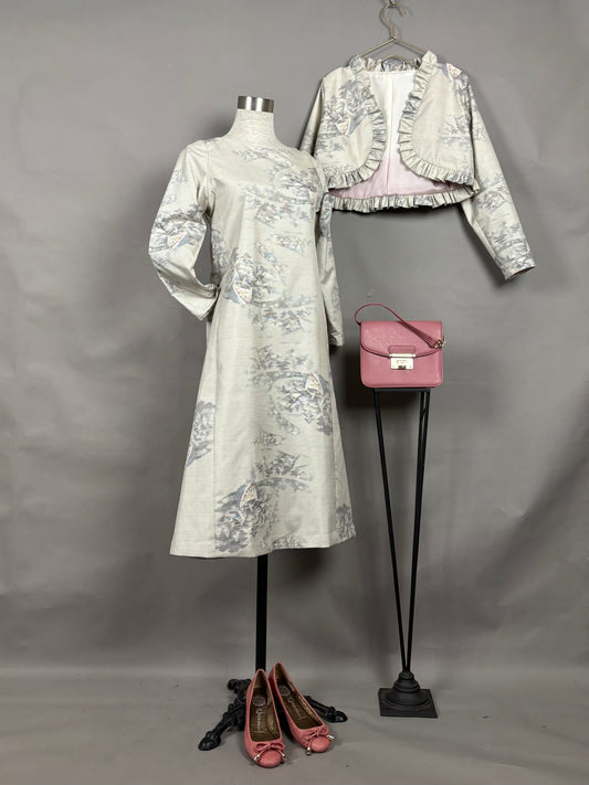 【大島紬】白大島紬ボレロ&ドレスセットアップ