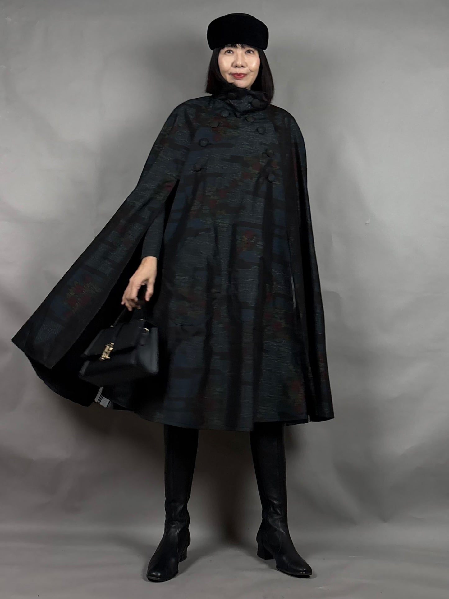 【大島紬】インバネスコート（証紙付きアンサンブル）